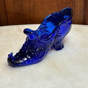 Mosser cobalt Victorian glass shoe